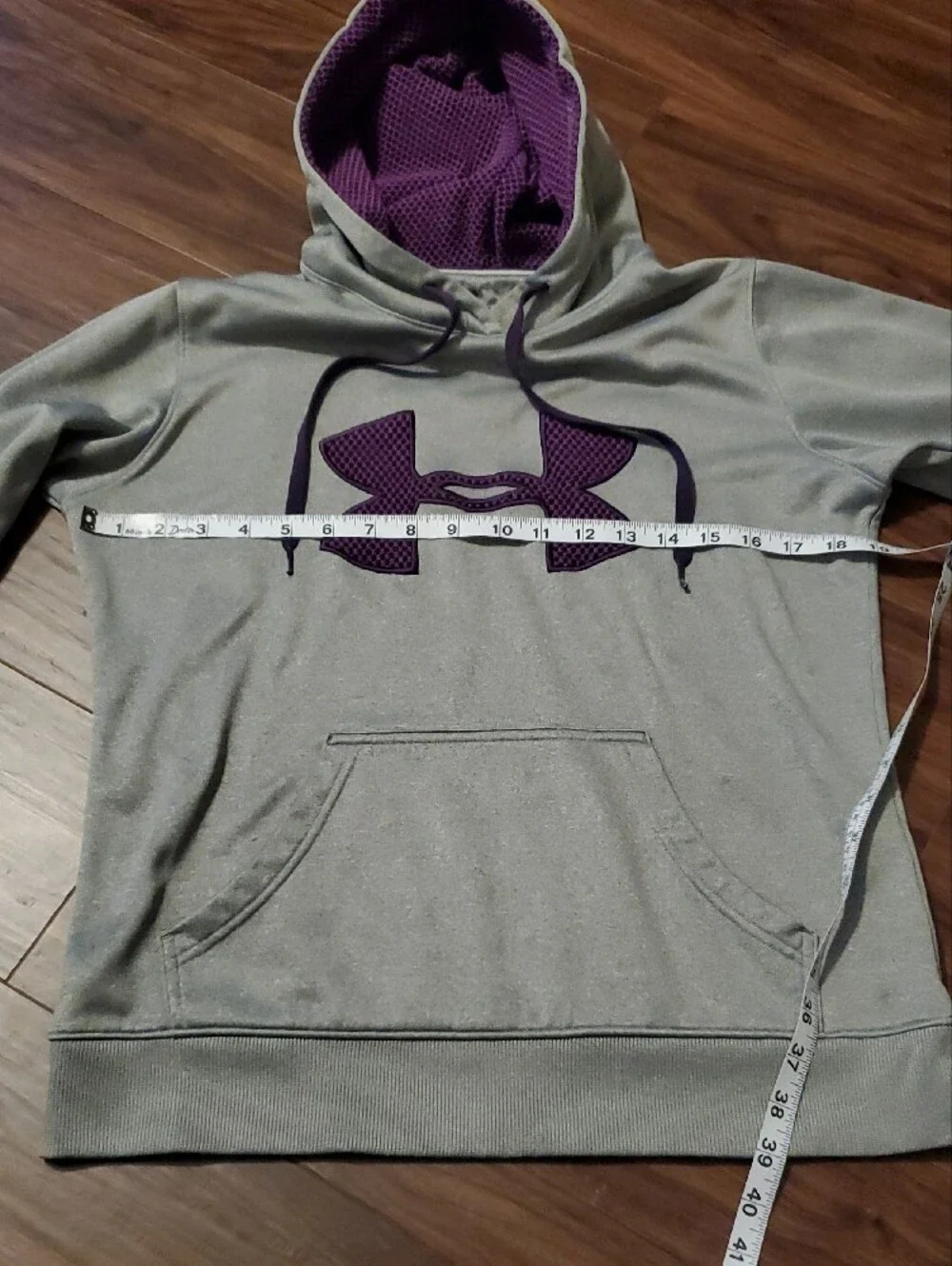 Under Armour Storm Gray Hoodie with Purple Lining - Picture 5 of 8